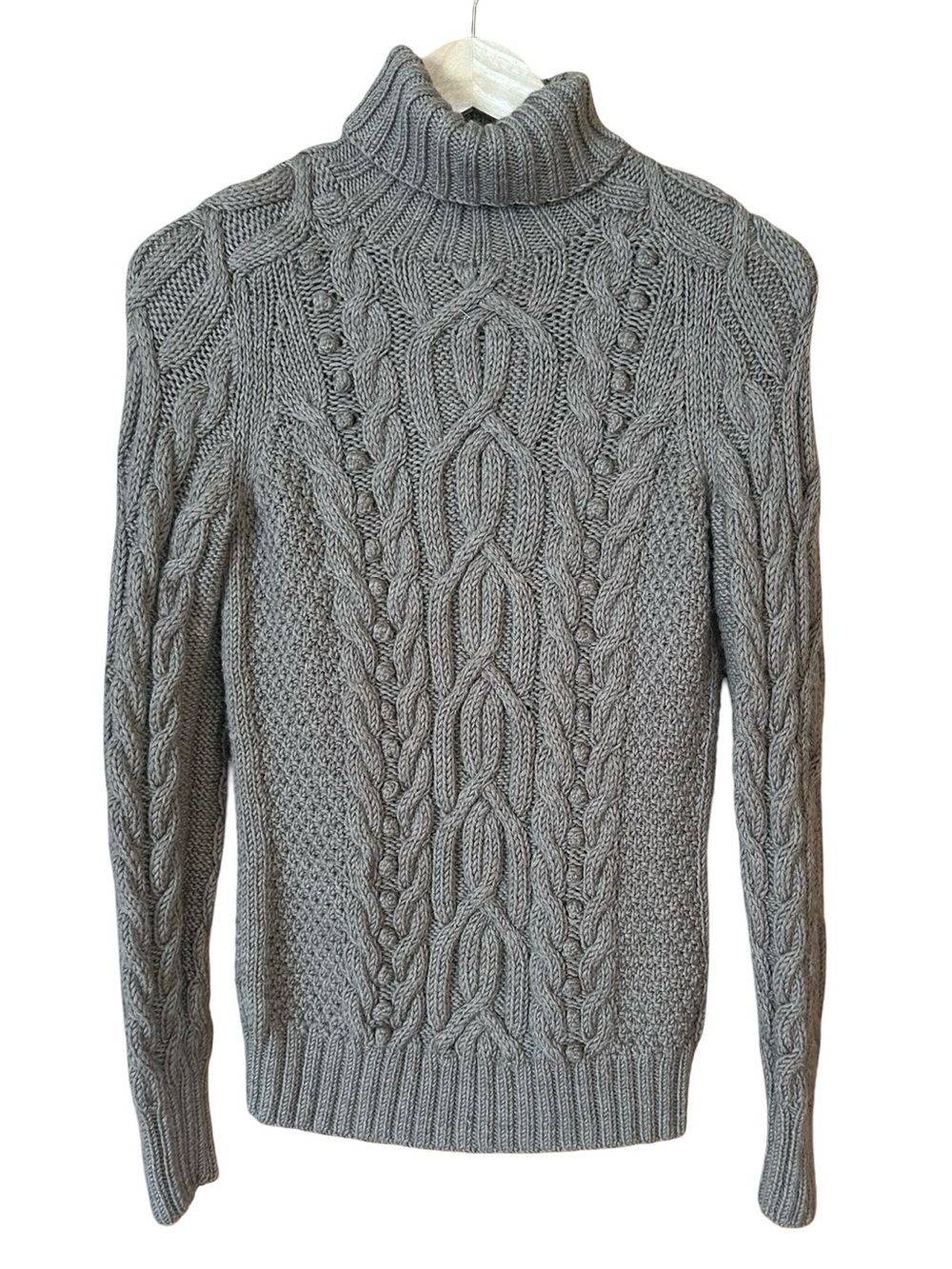 Vtg J Crew Handmade Fisherman Turtleneck Beige Sz S (Est.)